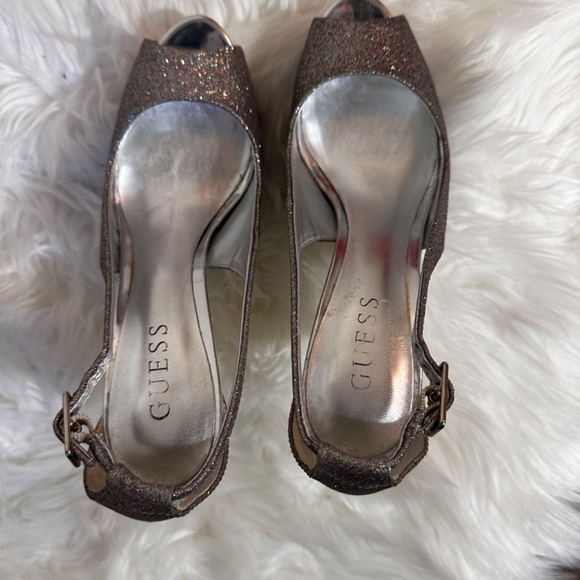 Guess Glittery Platform Slingback Sandals (Women's US 6.5 M/ fits like 7) - Picture 8 of 10